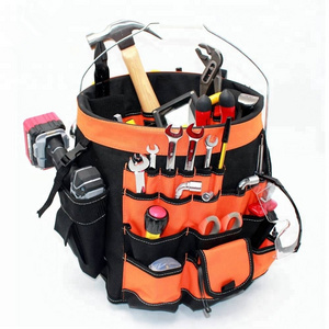 OEM & ODM Polyester hand tool organizer foldable Bucket Tool bag Used for household, construction and gardening