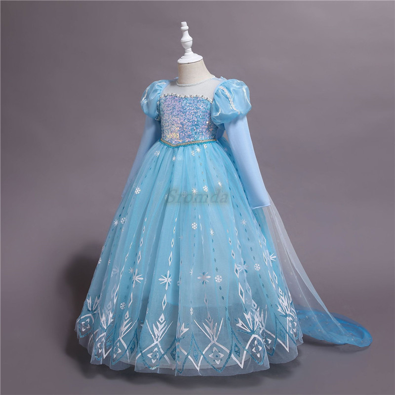 Sromda Cosplay Party Dress Princess Elsa Anna Fashion Dress Costume Halloween Fairy Princess Kids Fancy Dress Costumes