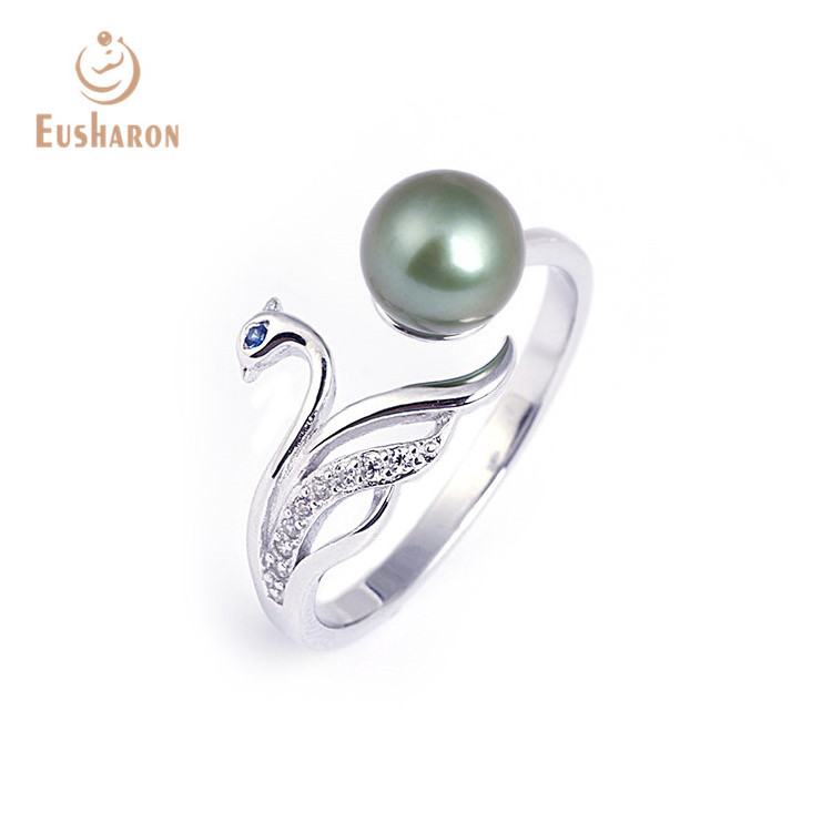 Cheap Peacock Opening Sterling Silver S925 Jewelry Cultured Freshwater Pearl Ring