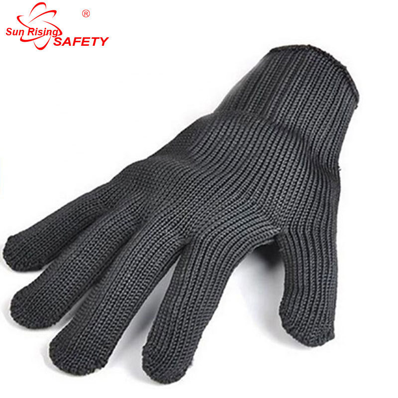 SRSAFETY Super Strong Cut Resistant Black Stainless Steel Mesh Butchers Glove