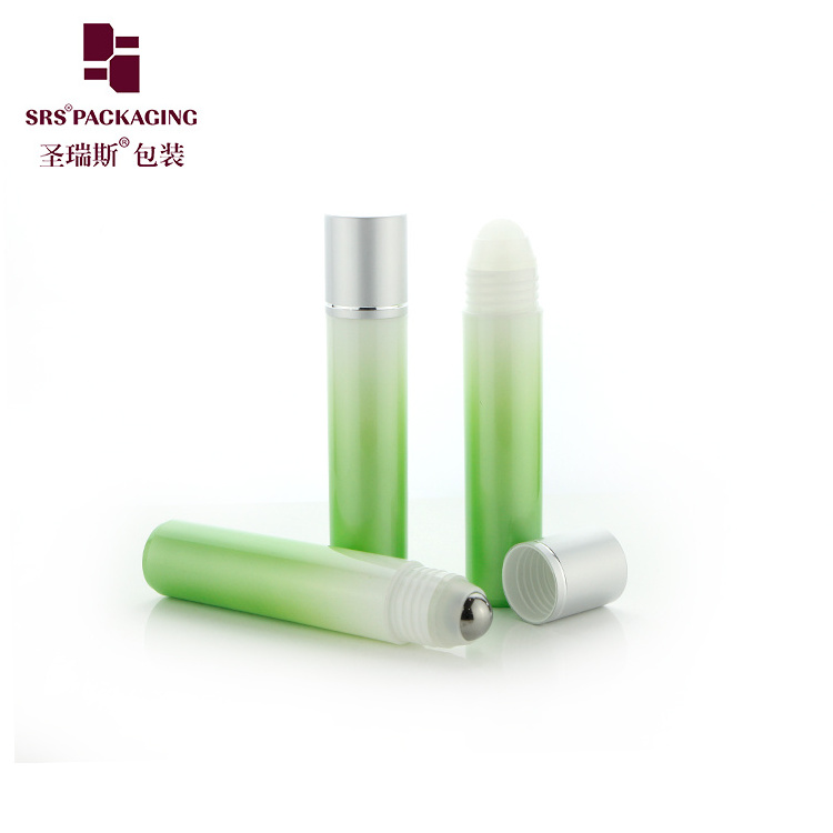 Empty Round 35ml Roll On Bottle Plastic Customized Color Eye Serum Container With Steel Ball