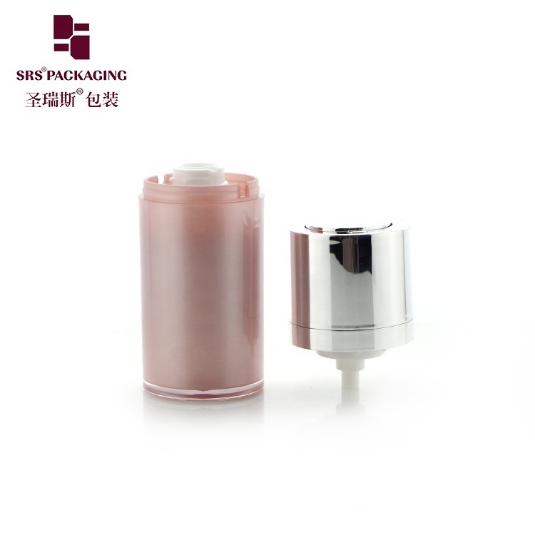 SRSA020 Luxury Pink Bottle Airless Empty Face Cream Serum Bottle with Vacuum Pump Container 15ml 30ml 50ml