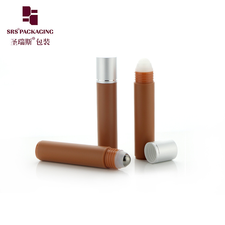 Empty Round 35ml Roll On Bottle Plastic Customized Color Eye Serum Container With Steel Ball