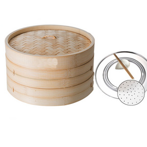 Wholesale Factory Small Mini Bamboo Portable Food Dumpling Baby Steamer Basket 10 Inch Favors Set Pot Food Machine For Food