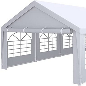 Heavy Duty Gazebo with Extra Ground Bars Outdoor Party Wedding Tent Canopy Carport Shelter with Removable Sidewall Windows