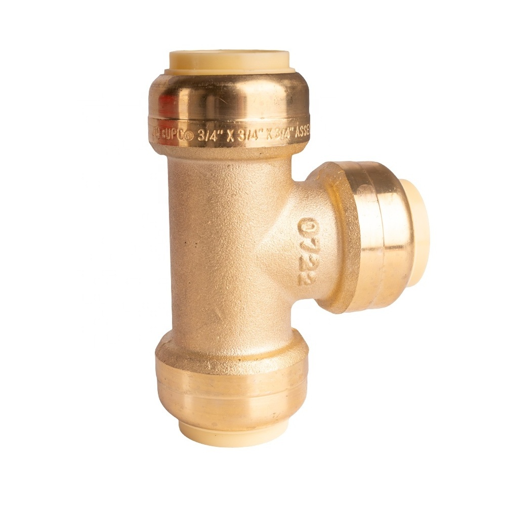 NPT Standard Push-Fit Brass Shark Bite Fittings for PEX Copper CPVC Pipes