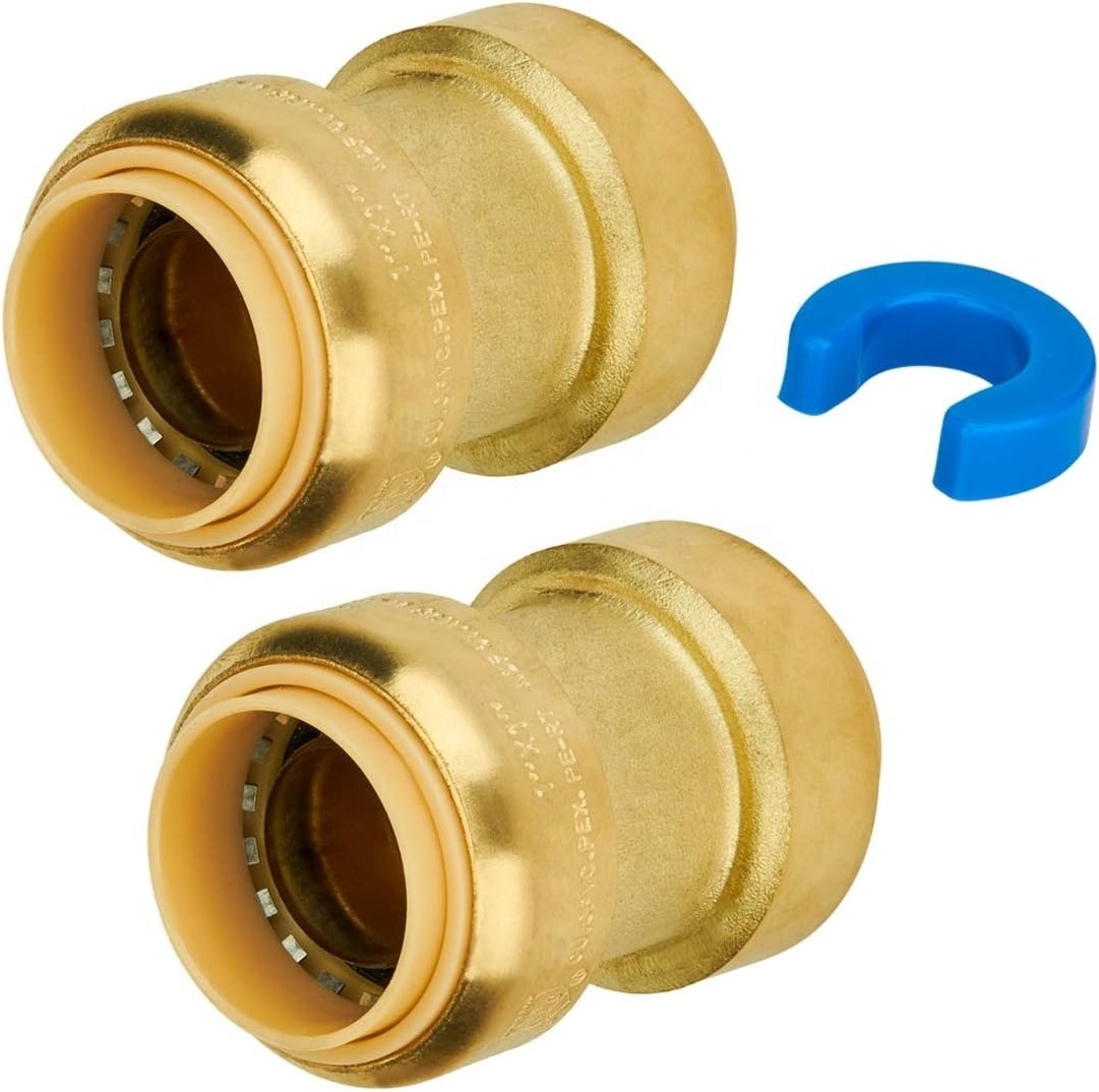 NPT Standard Push-Fit Brass Shark Bite Fittings for PEX Copper CPVC Pipes