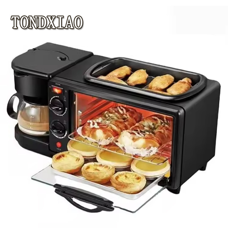 Multifunction 3 In 1 Breakfast Maker Toaster Oven Grill Pan Coffee Maker For Office Home Dorm Use Bread Cook Eggs Make Coffee