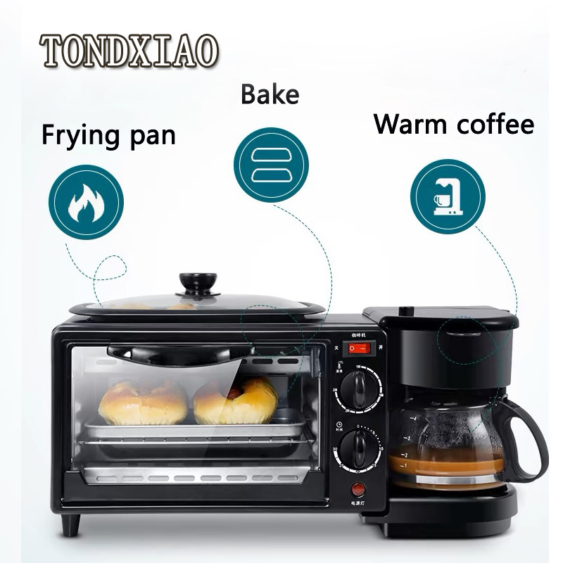 Multifunction 3 In 1 Breakfast Maker Toaster Oven Grill Pan Coffee Maker For Office Home Dorm Use Bread Cook Eggs Make Coffee