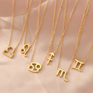 2023 Best Selling 12 Zodiac Signs Pendant Necklace 18K Gold Plated Stainless Steel Charm for woman