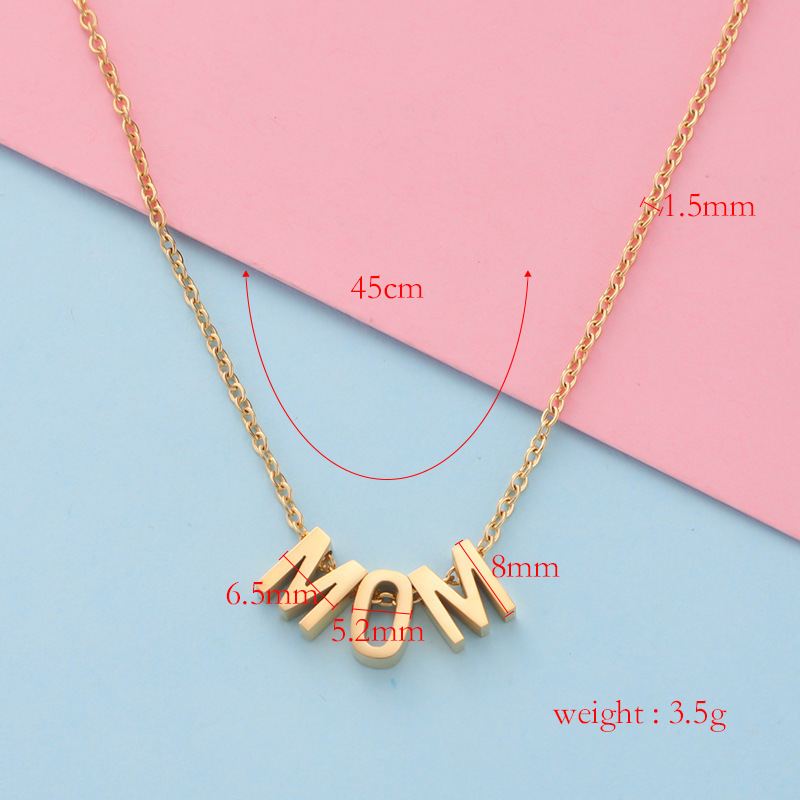 New fashion hot selling MOM Letter pendant necklace stainless steel English alphabet necklace pendant Mother's Day gift