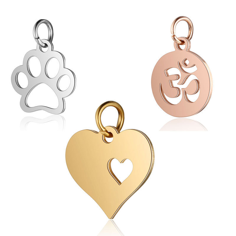 Hot selling Metal Stainless Steel Charm Cat Paw Footprint Pendant Bracelet Charms Accessories Jewelry Finding Supplies