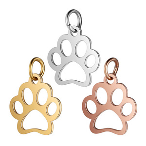 Hot selling Metal Stainless Steel Charm Cat Paw Footprint Pendant Bracelet Charms Accessories Jewelry Finding Supplies