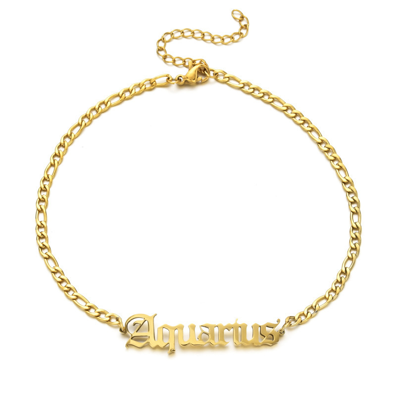 Amazon Zodiac Bracelet 18k Gold Plated Stainless Steel Vintage Zodiac Anklet Jewelry Bracelet for Personalized Women