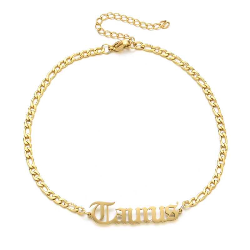 Amazon Zodiac Bracelet 18k Gold Plated Stainless Steel Vintage Zodiac Anklet Jewelry Bracelet for Personalized Women