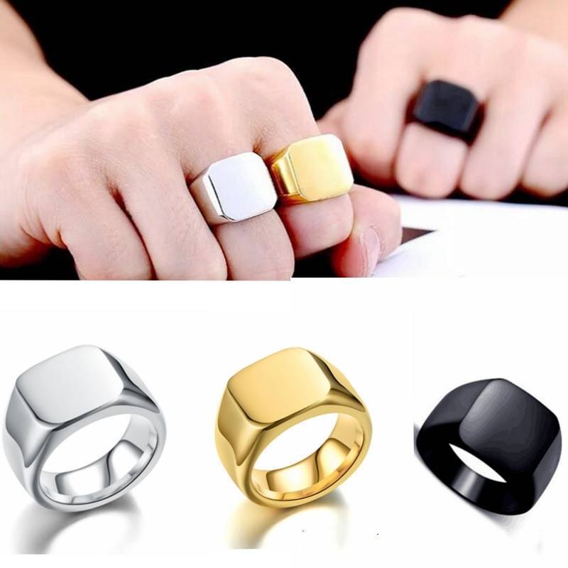 Wholesale European American Stainless Steel Ring Men Creative Signet Ring Custom Name Logo Pattern Jewelry