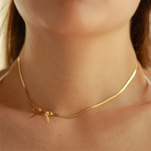 New Fashion Women Bow Knot Studs Earrings Knot Bow Necklace Bracelet Ring Gold Plated Stainless Steel Vintage Jewelry Set