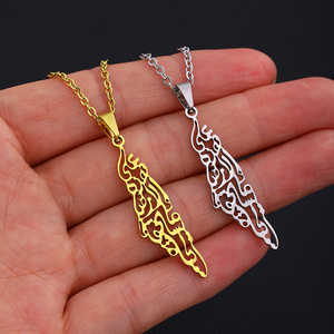 Simple Gold Plated Necklace Palestine Map Pendant Necklace Stainless Steel Jewelry Necklace Jewish Jewelry