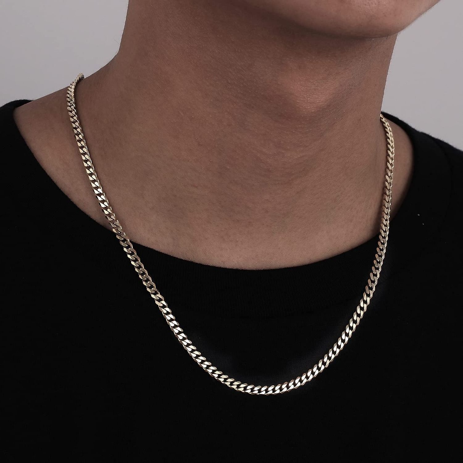 Explosive Models Necklace Jewelry Miami Curb Cuban Link Chain Necklace14K White Gold Plated Stainless Steel Link For Men Women