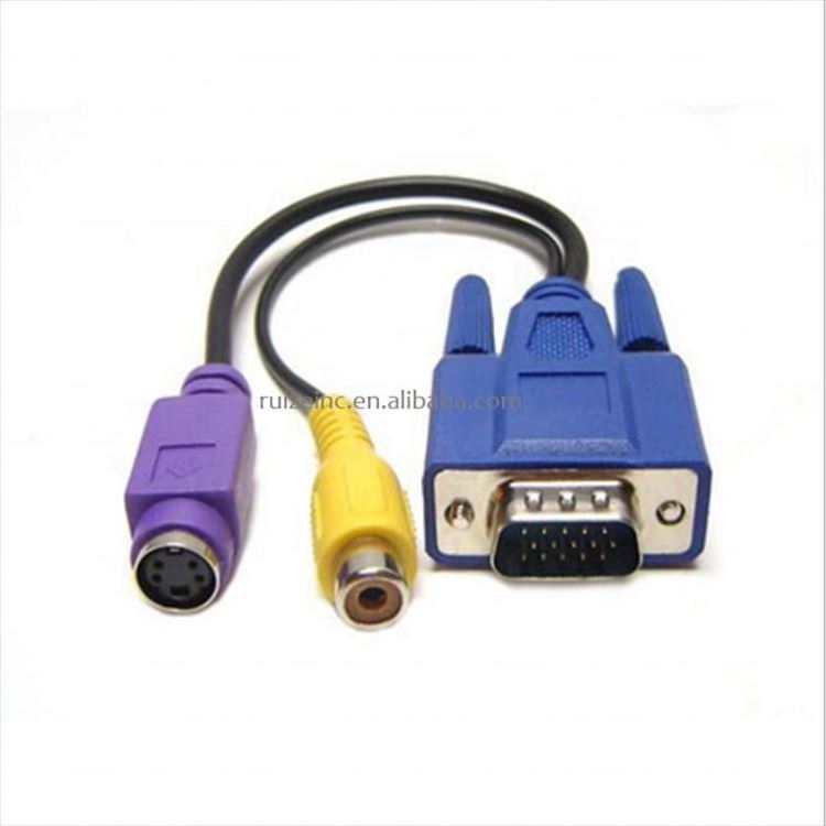 PC/LAPTOP VGA SVGA TO S-Video 3 RCA Composite AV TV Out Converter Adapter Cable