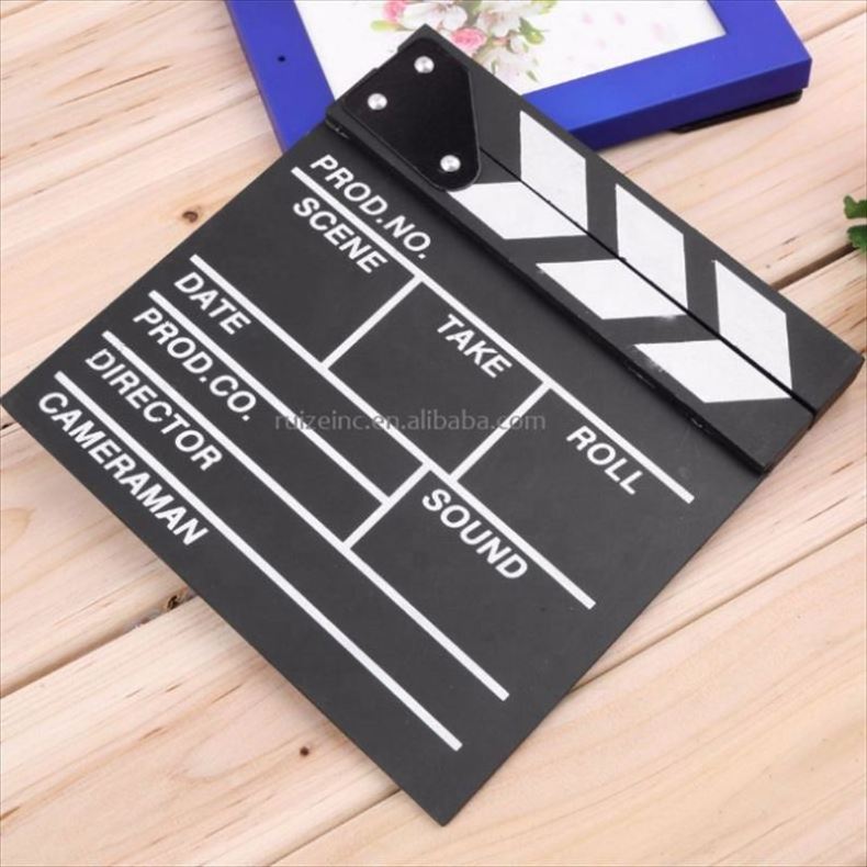 customize logo Wood Director Video Scene Clapperboard TV Movie Clapper Board 20x20x1.5cm Film Slate Cut Prop high performance