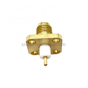 Gold plated Female Pin Terminal Solder 4 Hole Flange Square Panel Mount Jack RF Connector