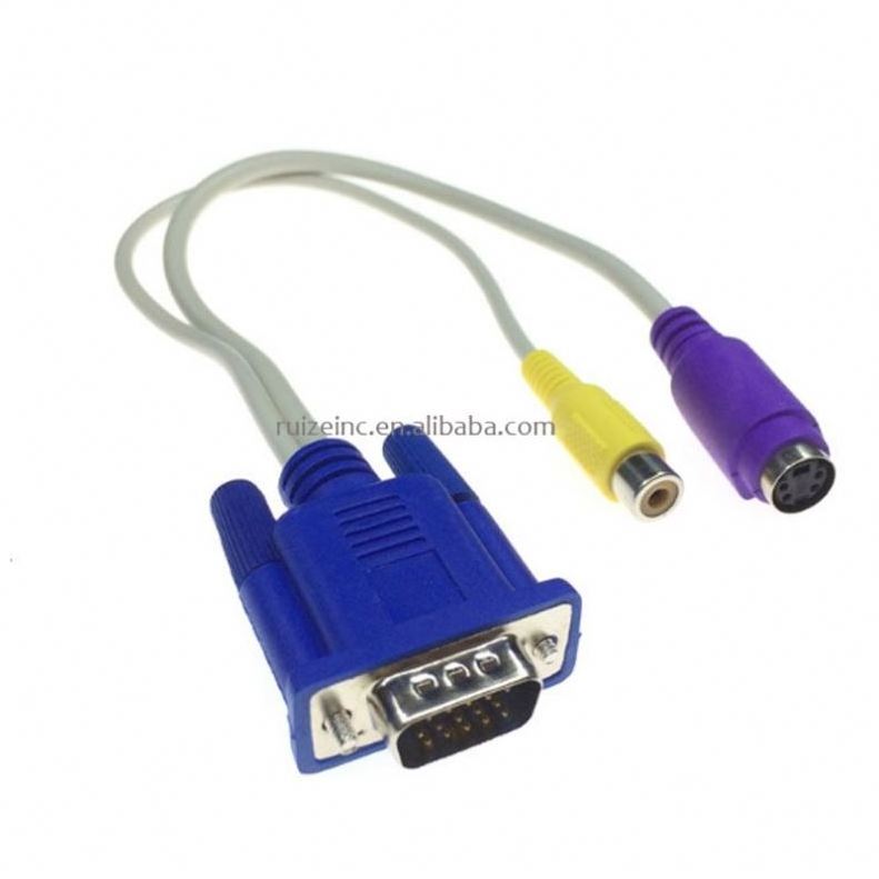 PC/LAPTOP VGA SVGA TO S-Video 3 RCA Composite AV TV Out Converter Adapter Cable