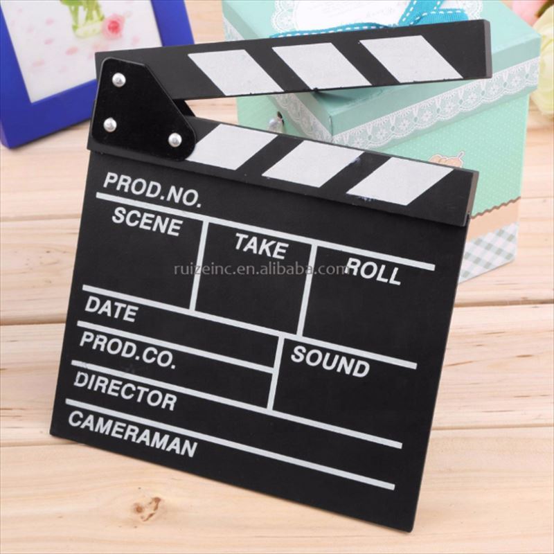 customize logo Wood Director Video Scene Clapperboard TV Movie Clapper Board 20x20x1.5cm Film Slate Cut Prop high performance