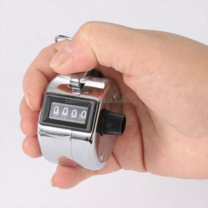 New Number Clicker Silver Tone Resettable 4 Digit Hand Tally Counter