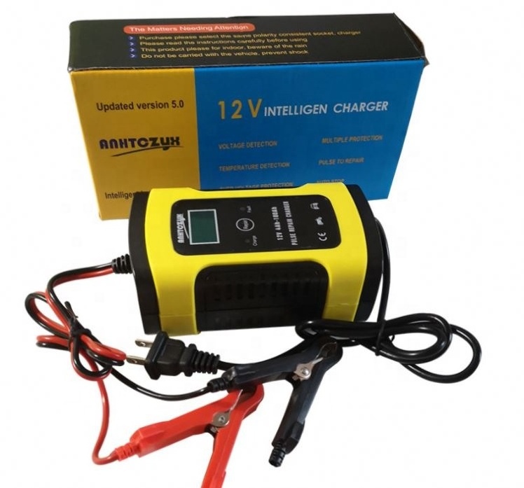 12V 5A Motorcycle Car Battery Charger Maintainer & Desulfator Smart Battery Charger, Pulse Repair Charger LCD Display