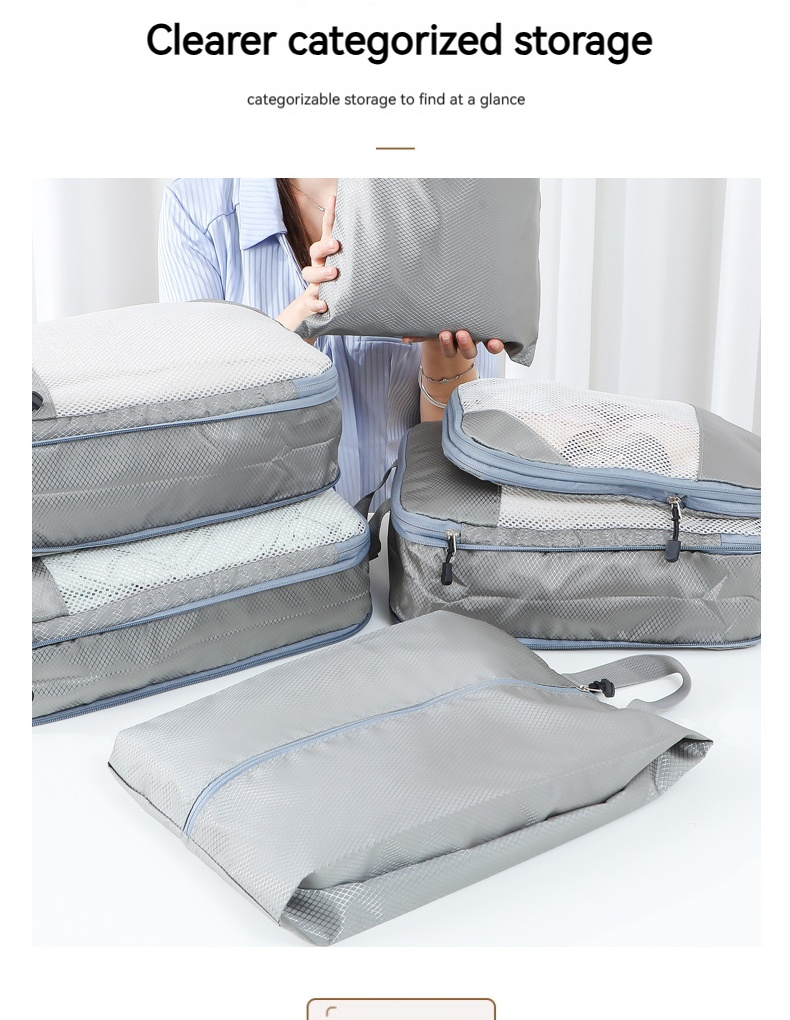 Factory Wholesale 6 pcs Travel Luggage Storage Bag Set Compression Storage Organizer Packing Cubes