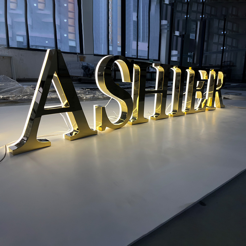 Manufacturer Customized Store Advertising Logo Stainless Steel Metal LED Backlit Channel Letter for Business Wall Decor