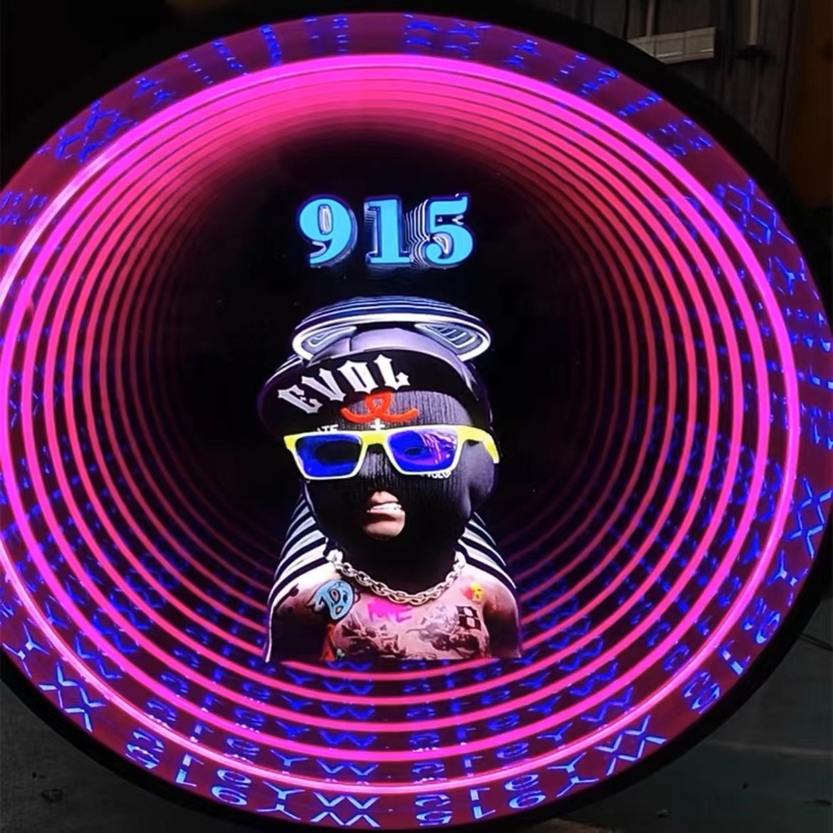 SRY Innovative Design Tunnel Neon Mirror Luminous Signboard Acrylic Led Neon Light  Sign  Custom Electronic Signs