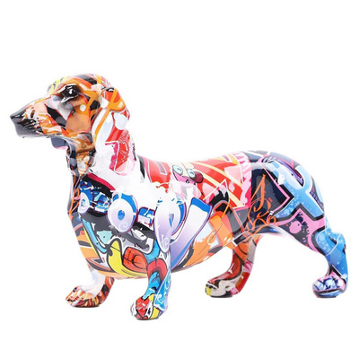 Resin Dachshund Dog Decoration Home Modern Wine Cabinet Office Decor Desktop Resin Crafts Miniatures Statue