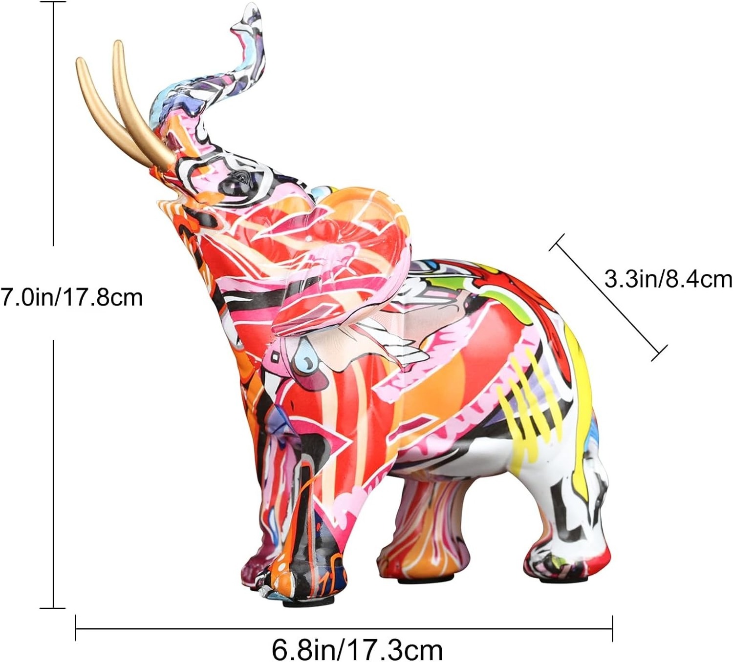 Modern Luxury Resin Outdoor Decoration Graffiti Elephant Water Transfer Statue Wholesale