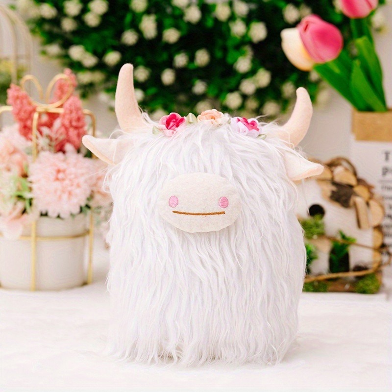 Modern minimalist and cute yak Scottish Highland cattle plush simulation doll home decoration