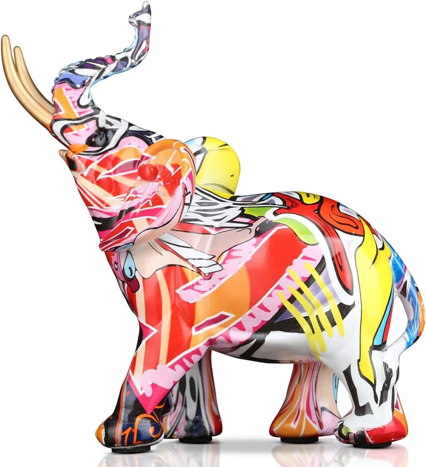 Modern Luxury Resin Outdoor Decoration Graffiti Elephant Water Transfer Statue Wholesale