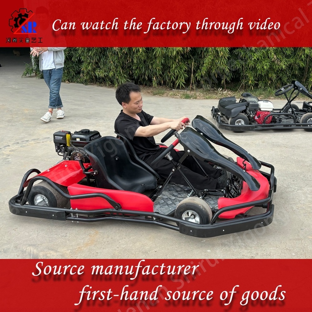 Two seat go karts, gasoline two person commercial outdoor four stroke go karts, the source factory can be viewed on video