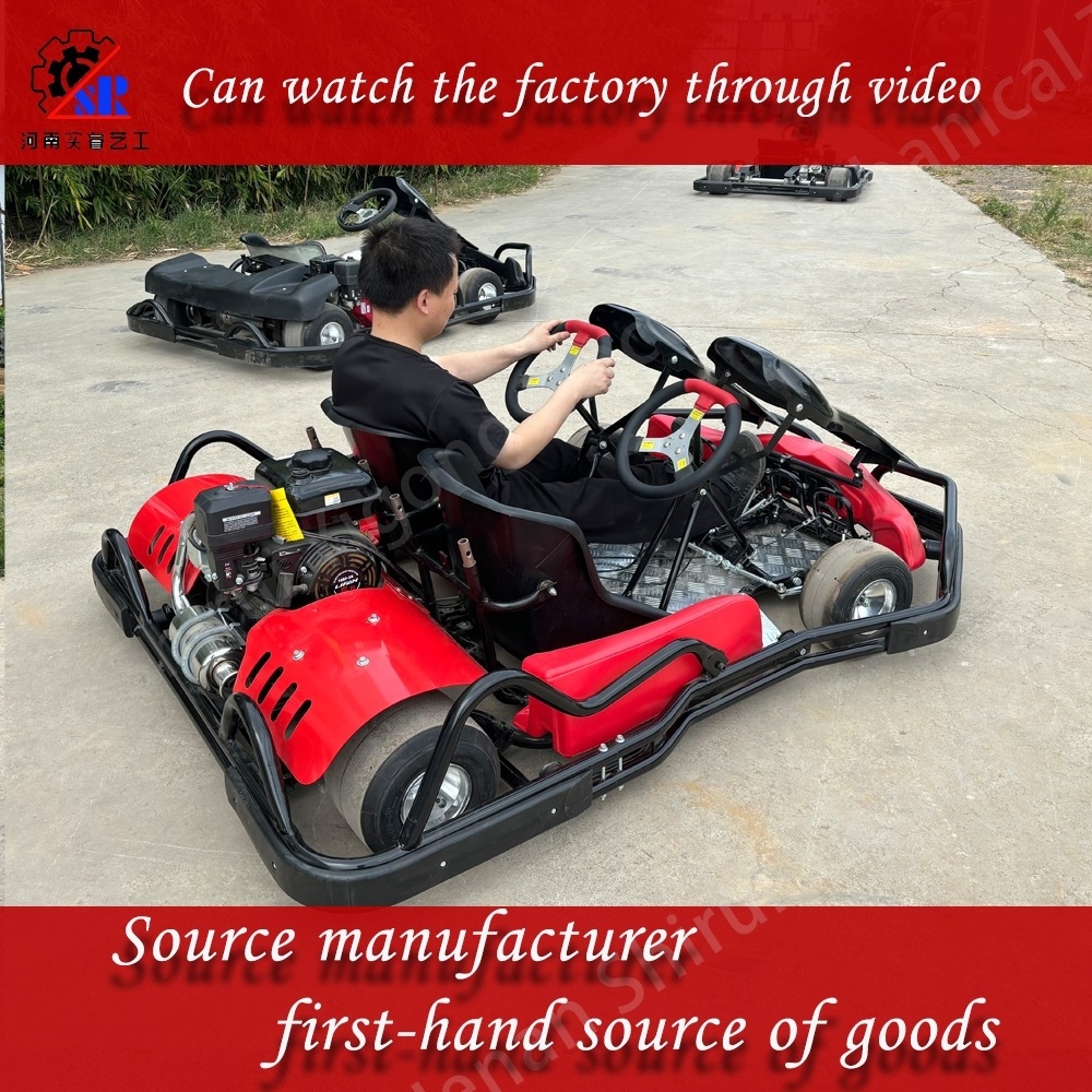 Two seat go karts, gasoline two person commercial outdoor four stroke go karts, the source factory can be viewed on video