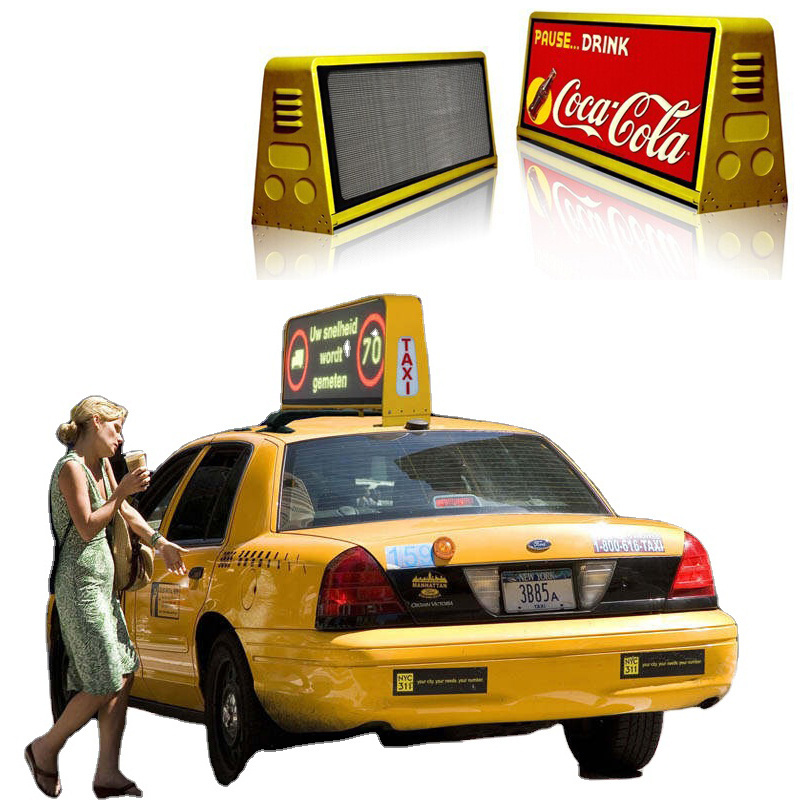 Waterproof Programmable Scrolling Message Sign Board Double Side LED Screen Taxi Top P5 Outdoor LED Car Display