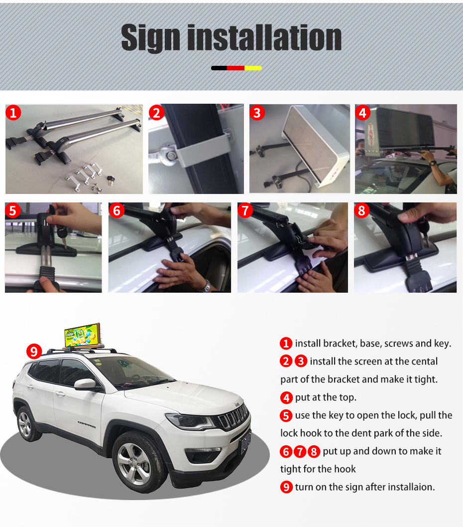 Programmable Led Car Roof Sign Double Side Advertising P5 Waterproof Screen Outdoor Taxi Top Led Display