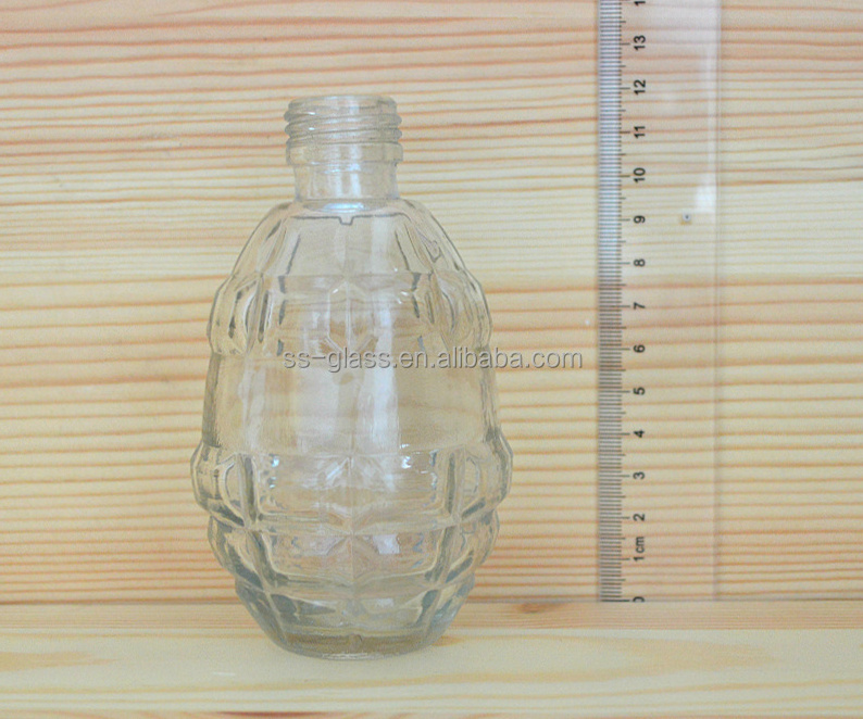 Customizable Sensheng Brand Grenade small screw covered glass vodka bottles