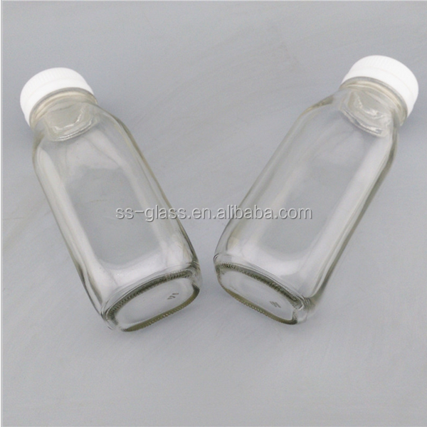 Hot sale cheap price 300ml 500ml french square glass juice /milk bottle