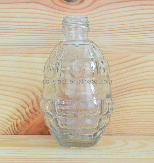 Customizable Sensheng Brand Grenade small screw covered glass vodka bottles