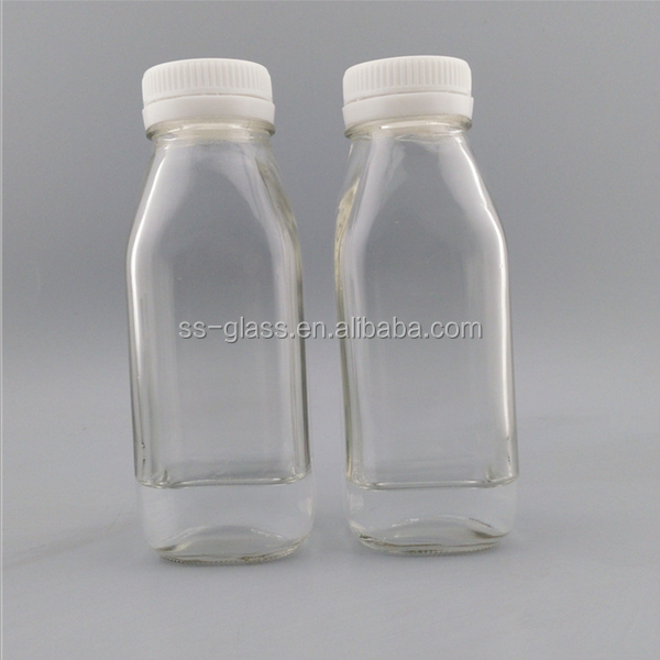 Hot sale cheap price 300ml 500ml french square glass juice /milk bottle