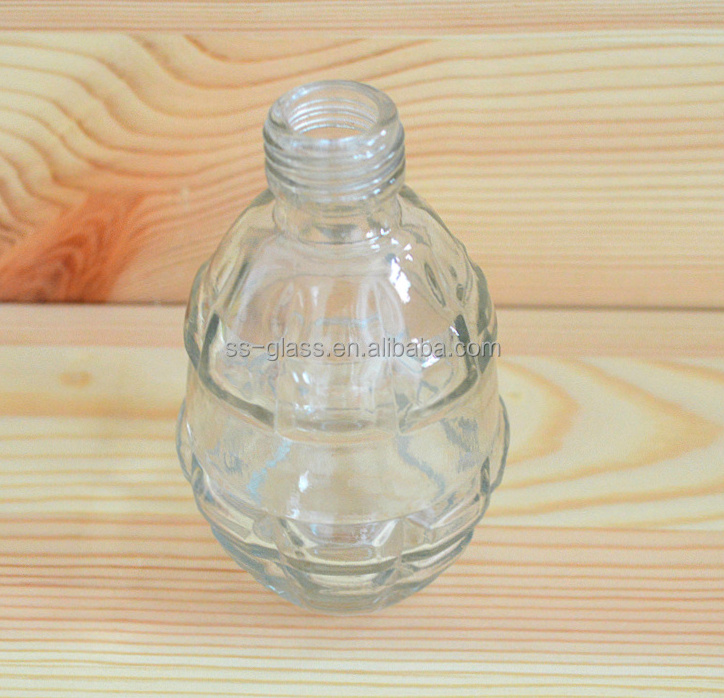 Customizable Sensheng Brand Grenade small screw covered glass vodka bottles