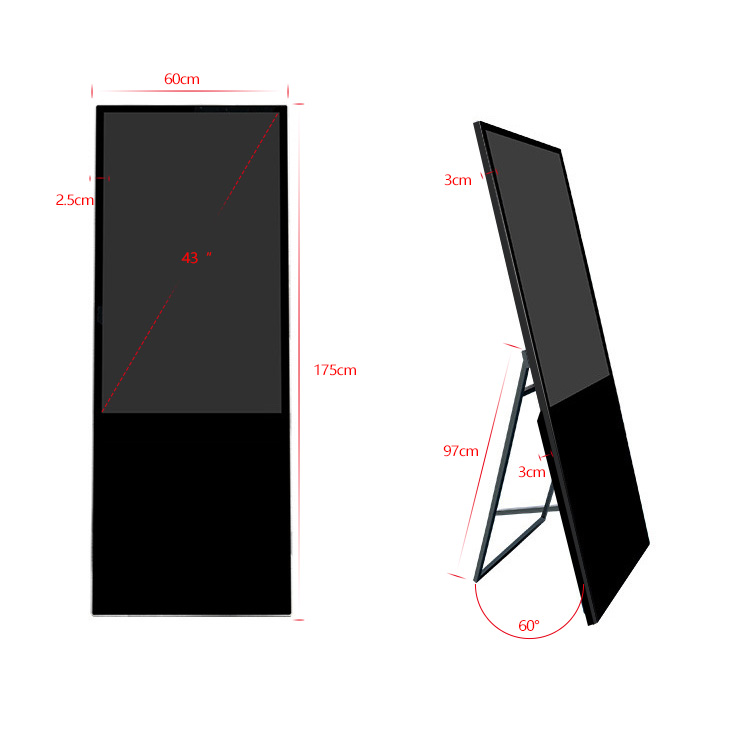 New Advertising Equipment 43 inch Interactive LCD Portable Floor Stand Digital Signage