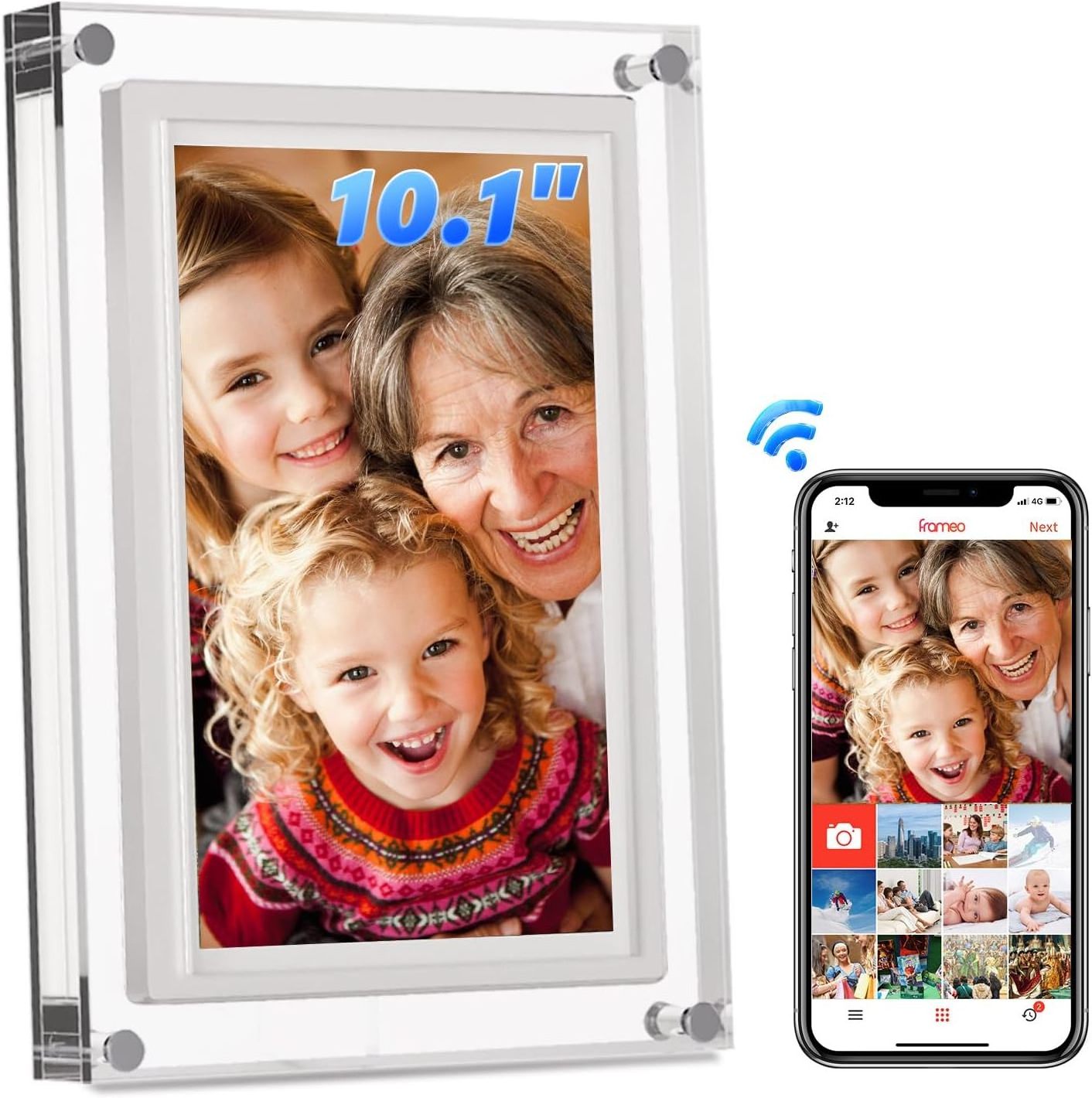 10.1 inch Frameo Acrylic WiFi Digital Photo Frame with 1280*800 IPS Touch Screen 32GB Storage Acrylic Digital photo frames Frame