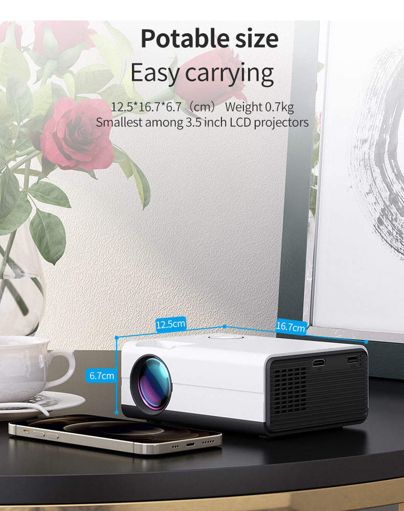 1080P High quality T01-A mini projector smart home life pocket projector suitable for smartphone HD 1080P projector with HDMI