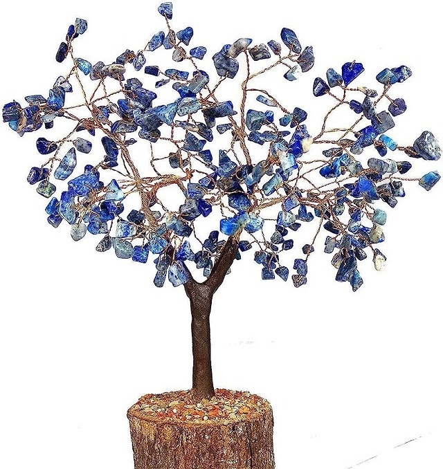 Life Tree Natural Lapis Lazuli Natural Healing Gemstone Crystal Bonsai Fortune Money Tree for Good Luck For Decoration Gifts